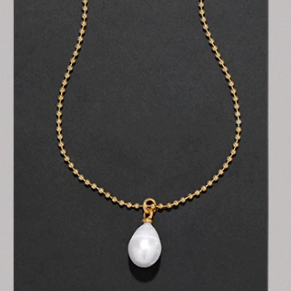 ALEXIS BITTAR • Molten Gold La Perla Pearl Solitaire Ball Chain Necklace